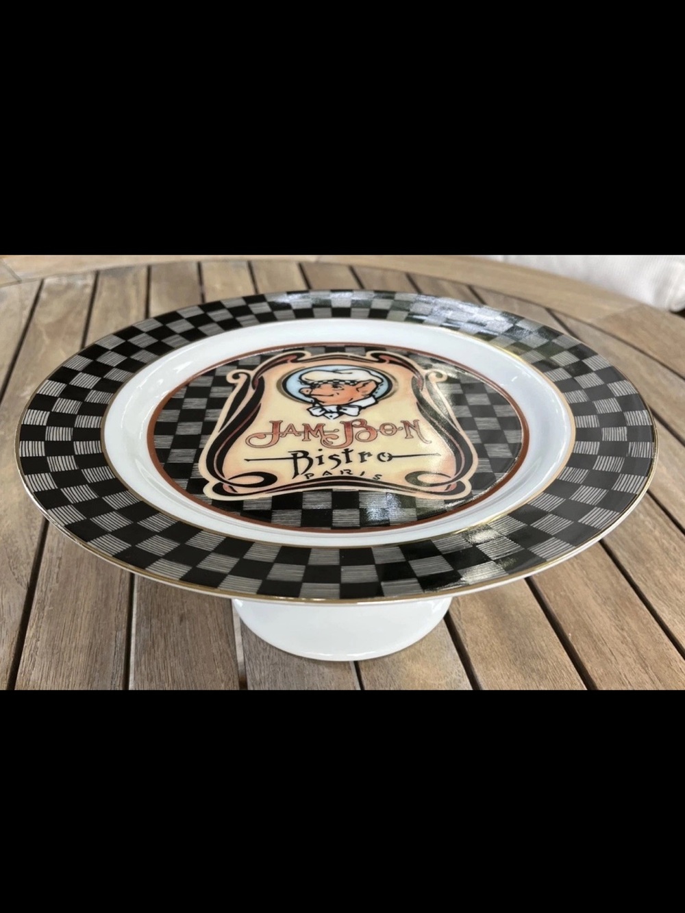 Vintage Dept. 56 Footed Cake Plate Jam Bon Bistro Pig Chef dessert quiche
